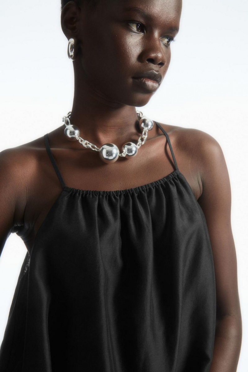 COS Halterneck Tunic-style Felső Női Fekete | AID-034267