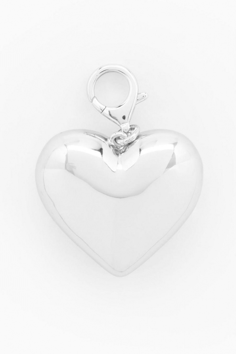 COS Heart Pendant Charm Női Titán | LGU-146983