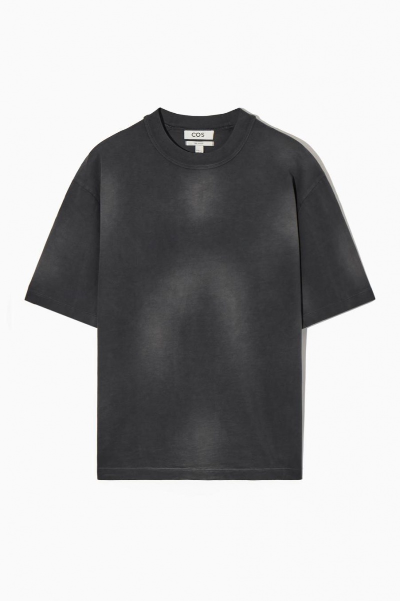 COS Heavyweight Mock-neck Póló Férfi Fekete | GTS-710459