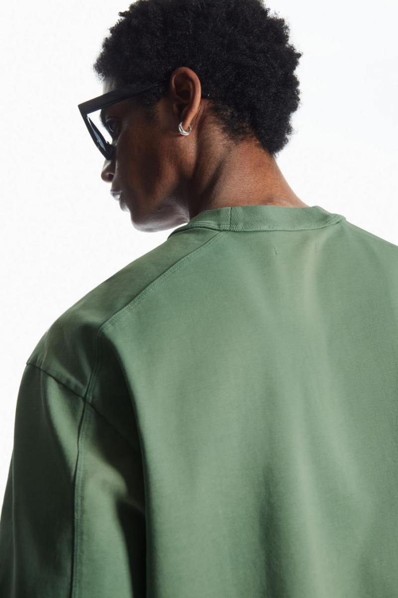 COS Heavyweight Mock-neck Póló Férfi Zöld | BQK-480352