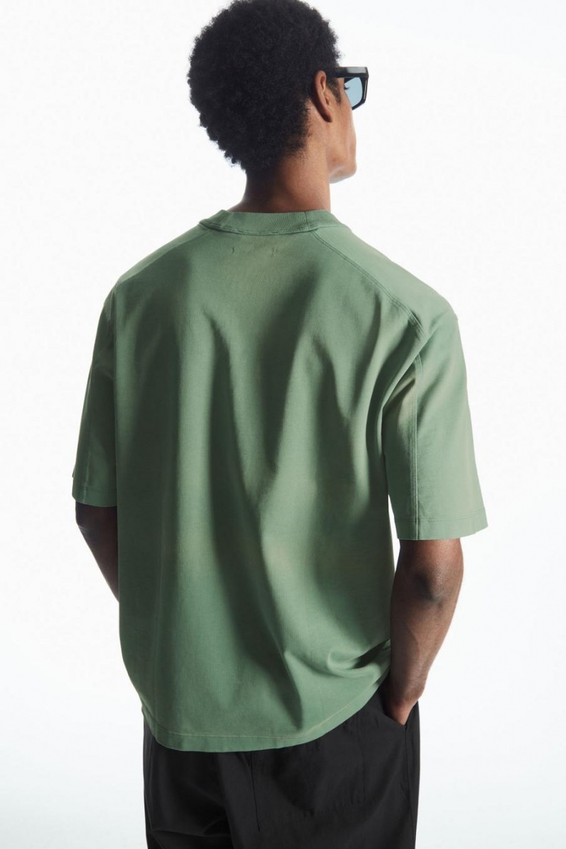 COS Heavyweight Mock-neck Póló Férfi Zöld | BQK-480352