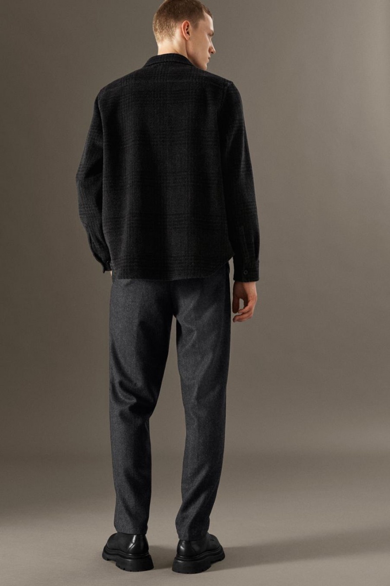 COS Herringbone Gyapjú - Egyenes Blézer Férfi Sötétszürke | BGX-810639