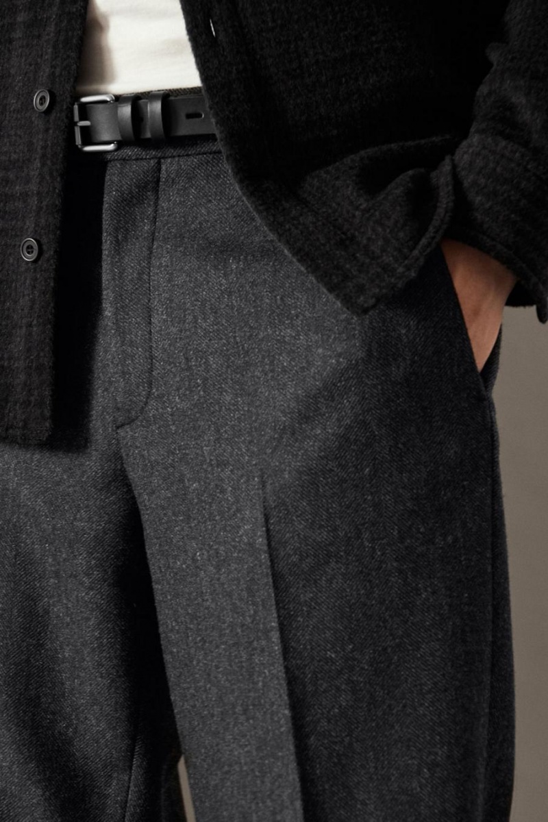 COS Herringbone Gyapjú - Egyenes Blézer Férfi Sötétszürke | BGX-810639