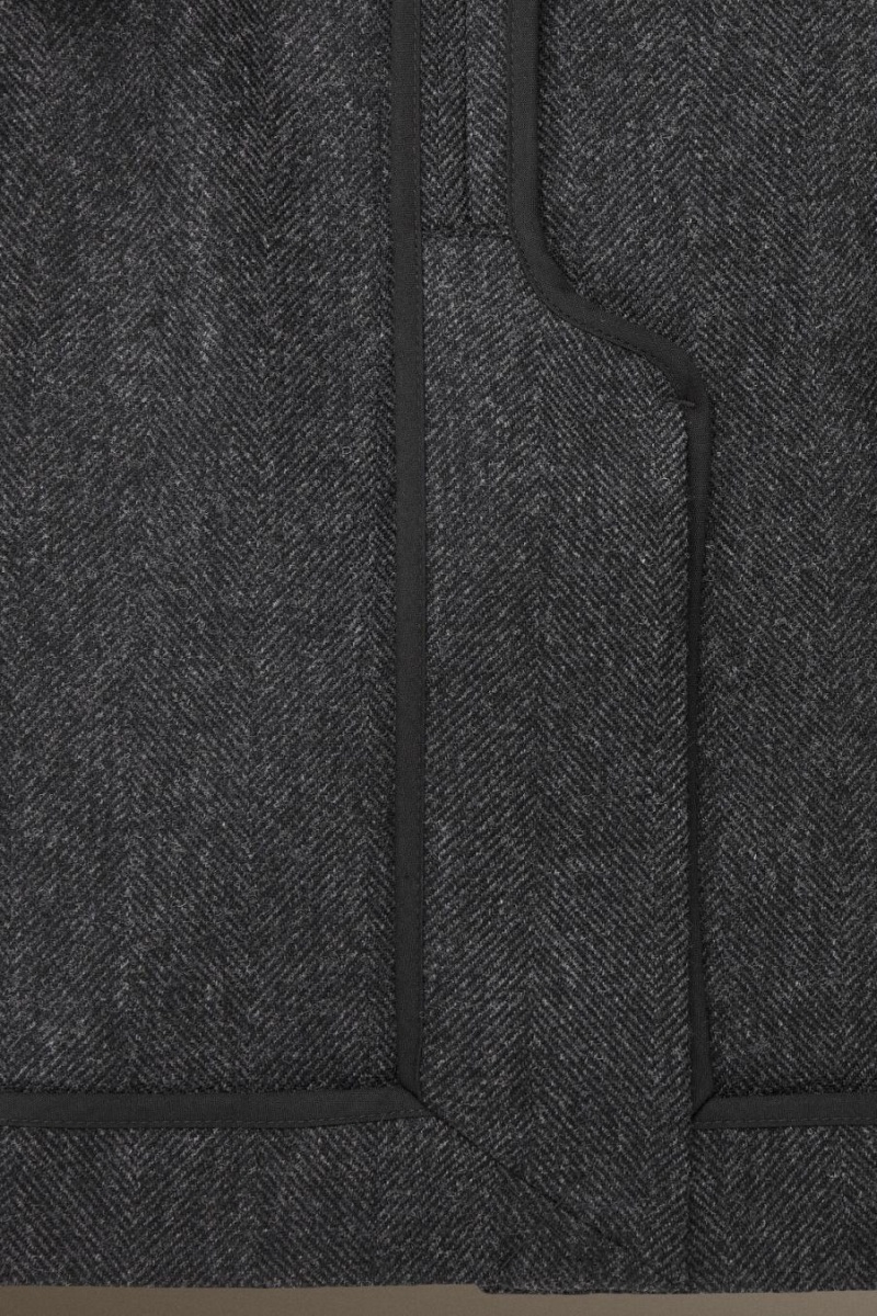 COS Herringbone Gyapjú - Regular Blézer Férfi Sötétszürke | BDI-892753