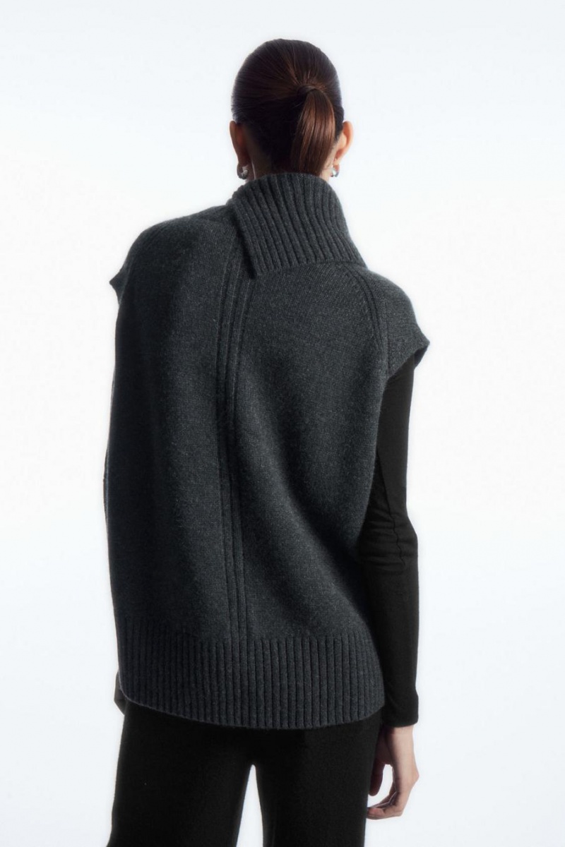 COS High-neck Pure Cashmere Mellény Női Sötétszürke | GQR-687095
