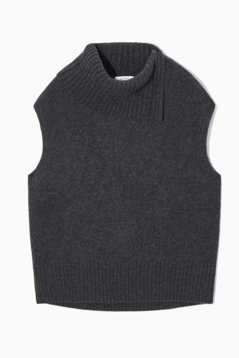 COS High-neck Pure Cashmere Mellény Női Sötétszürke | GQR-687095