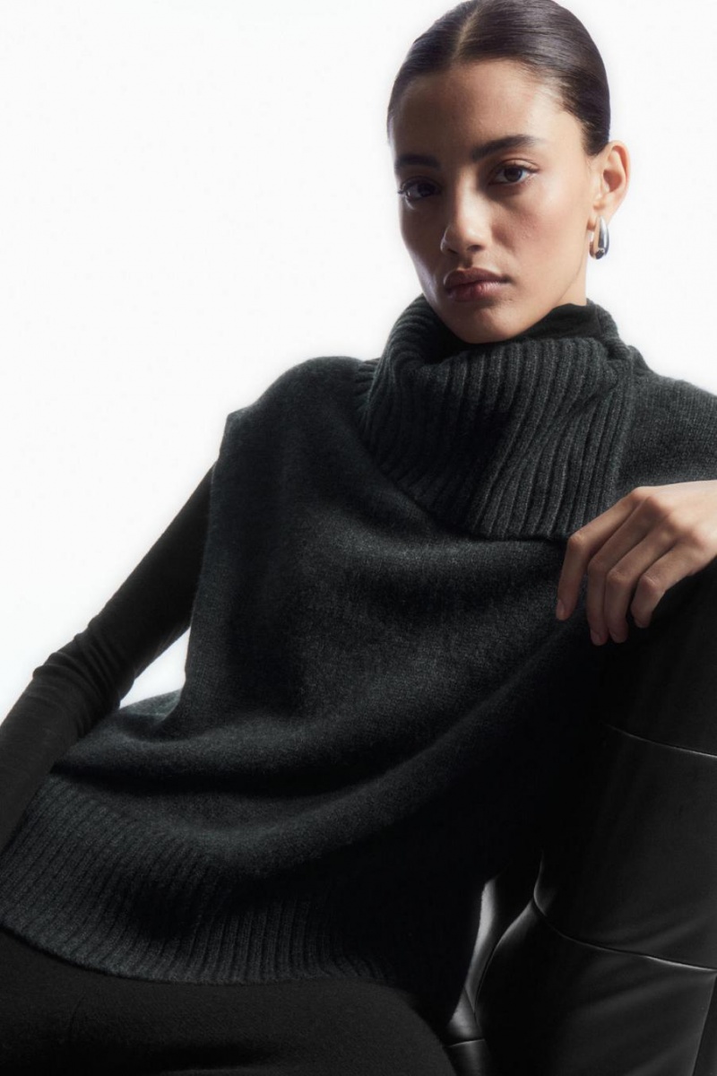 COS High-neck Pure Cashmere Mellény Női Sötétszürke | GQR-687095