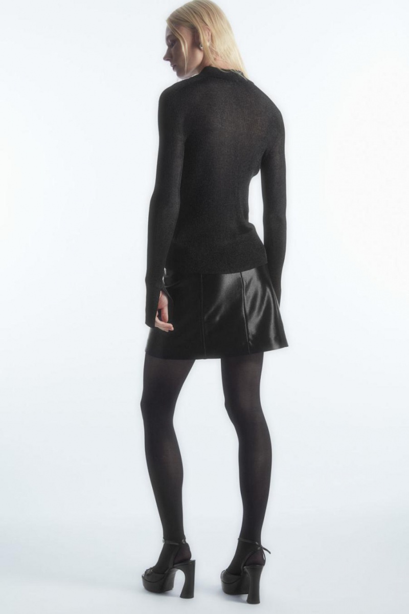 COS High-shine Satin Mini Szoknya Női Fekete | XNY-748935