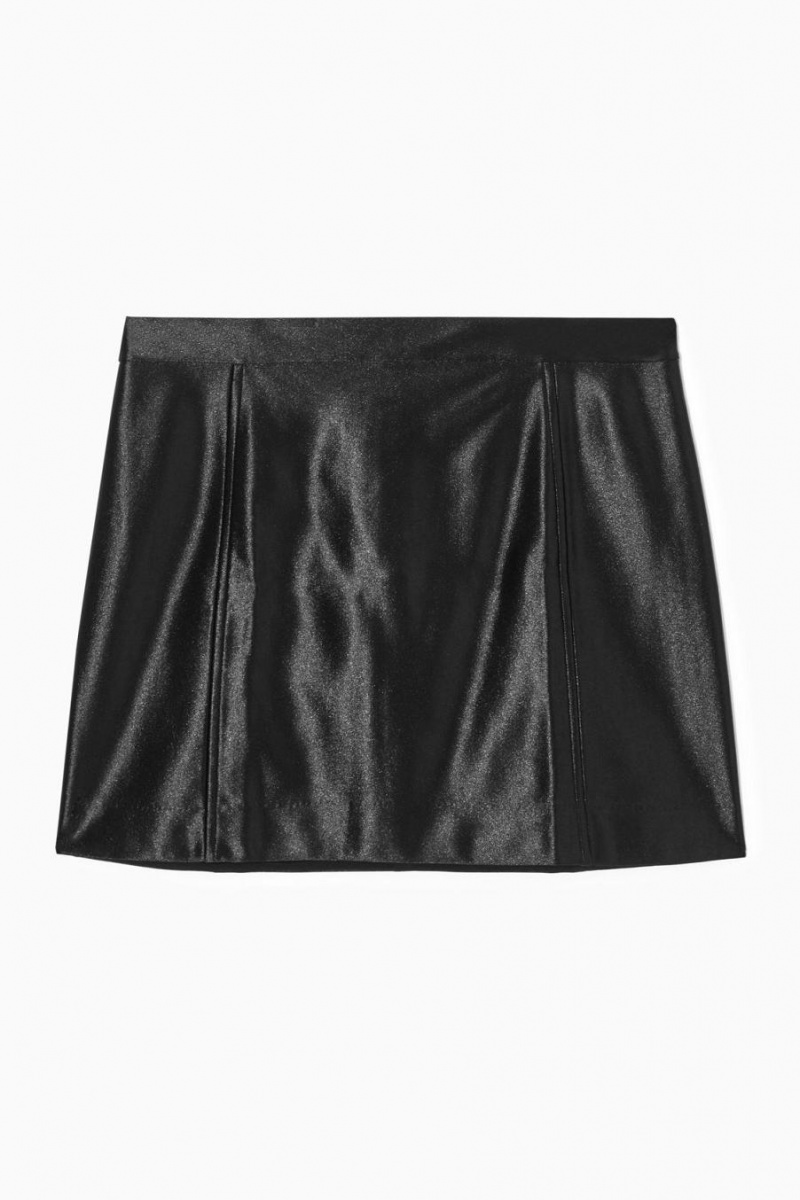 COS High-shine Satin Mini Szoknya Női Fekete | XNY-748935