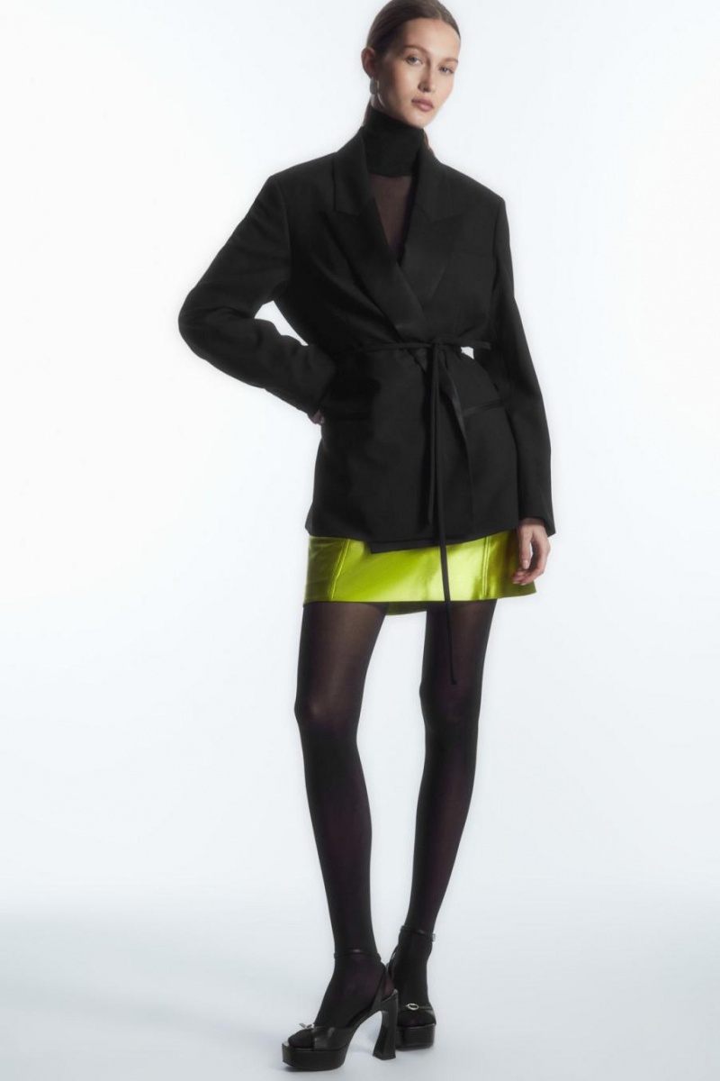 COS High-shine Satin Mini Szoknya Női Zöld | JVM-251786