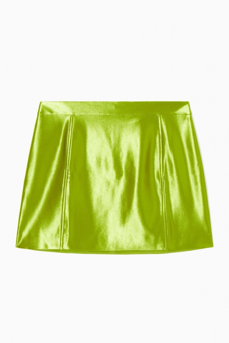 COS High-shine Satin Mini Szoknya Női Zöld | JVM-251786