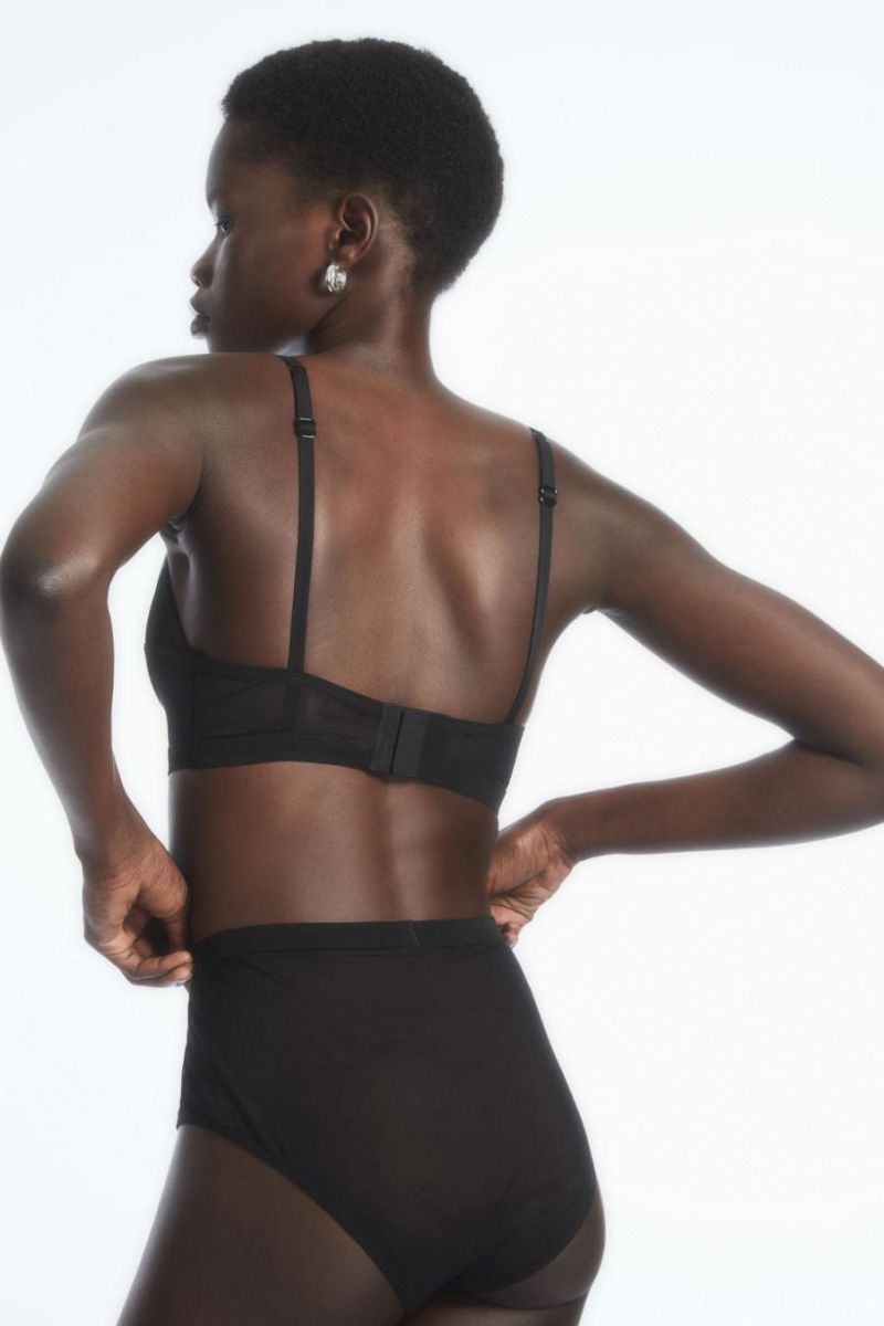COS High-waisted Mesh-panel Rövidnadrágok Női Fekete | PQF-920857