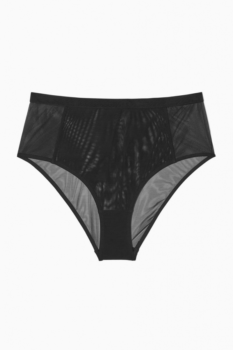 COS High-waisted Mesh-panel Rövidnadrágok Női Fekete | PQF-920857
