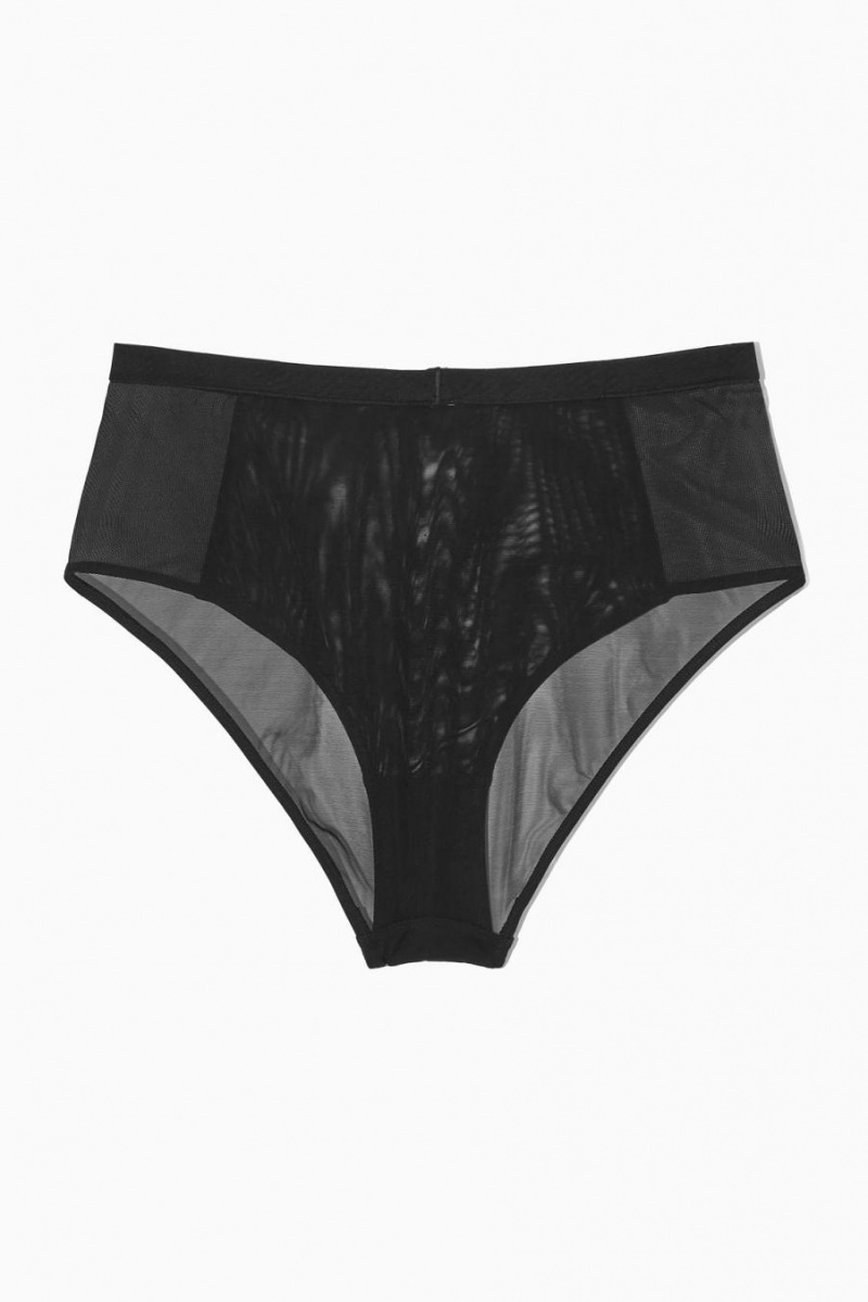 COS High-waisted Mesh-panel Rövidnadrágok Női Fekete | PQF-920857