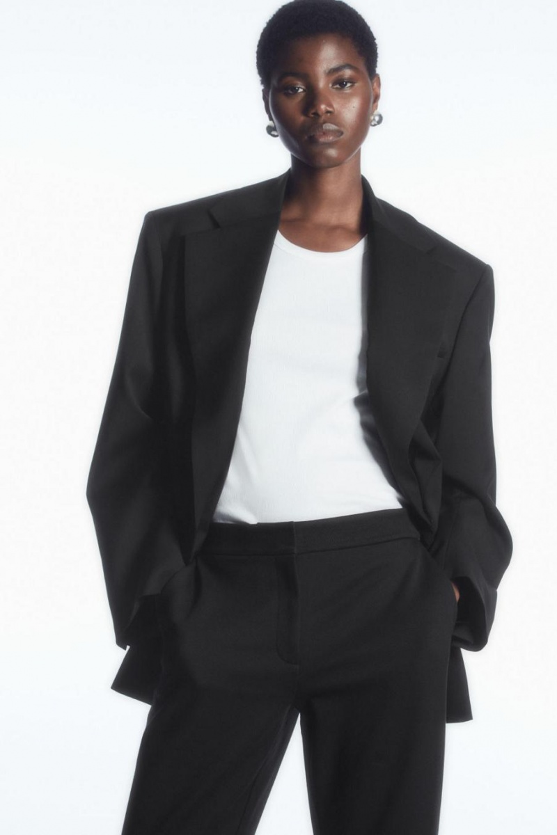 COS High-waisted Pintucked Nadrág Női Fekete | VQT-679815