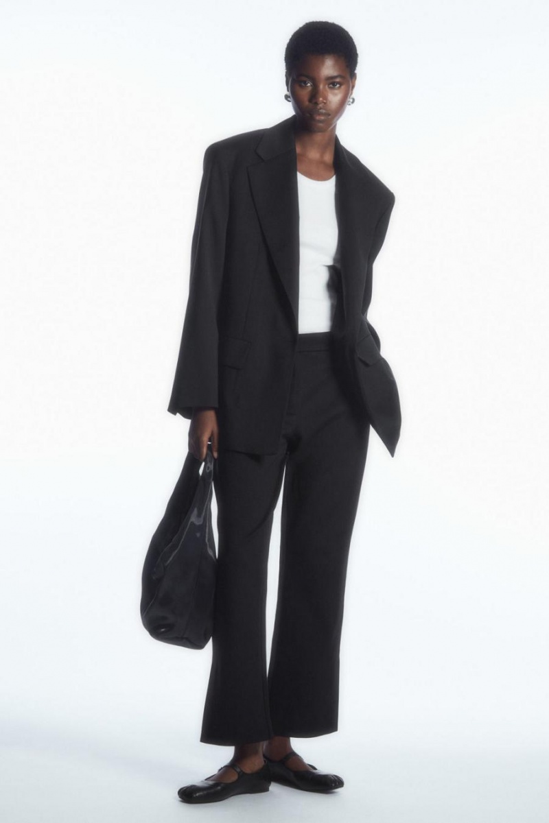 COS High-waisted Pintucked Nadrág Női Fekete | VQT-679815