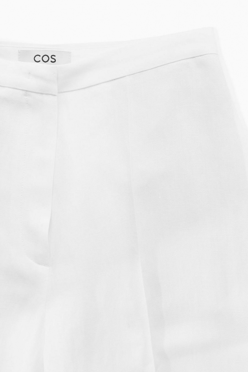 COS High-waisted Széles Cipő-leg Linen-blend Nadrág Női Fehér | RPL-602549