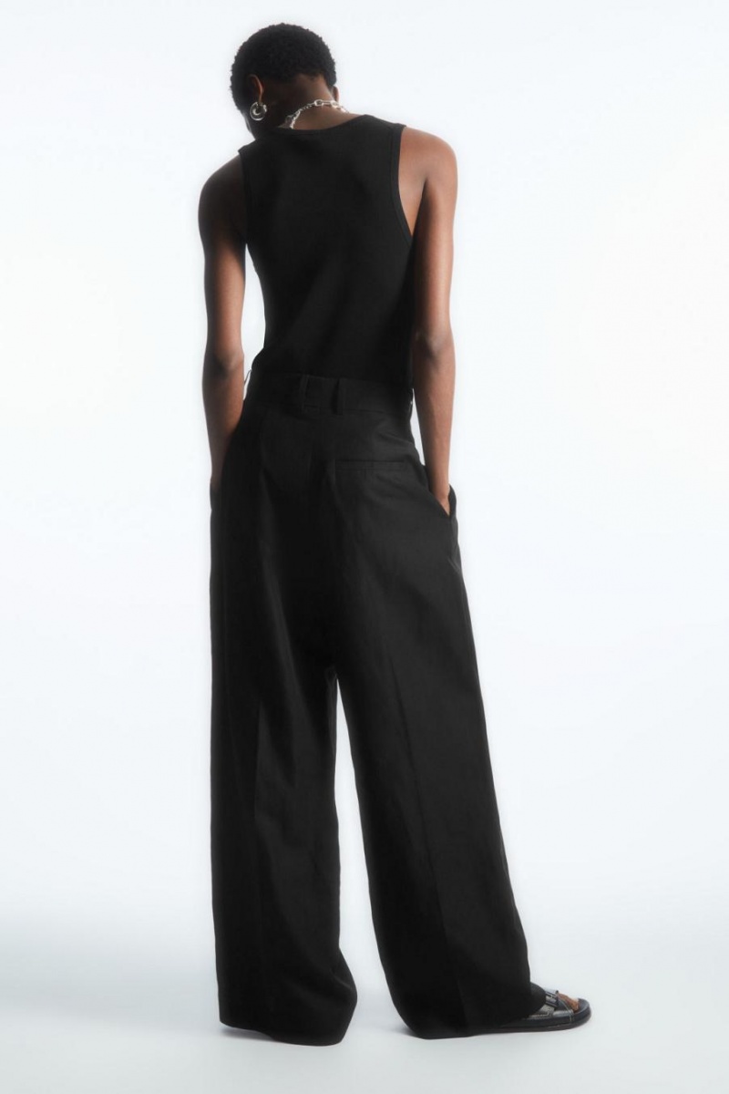 COS High-waisted Széles Cipő-leg Nadrág Női Fekete | APQ-312049