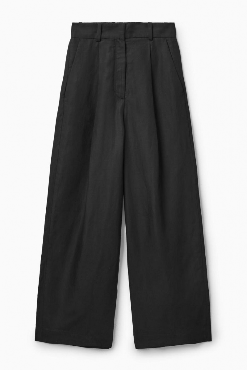 COS High-waisted Széles Cipő-leg Nadrág Női Fekete | APQ-312049