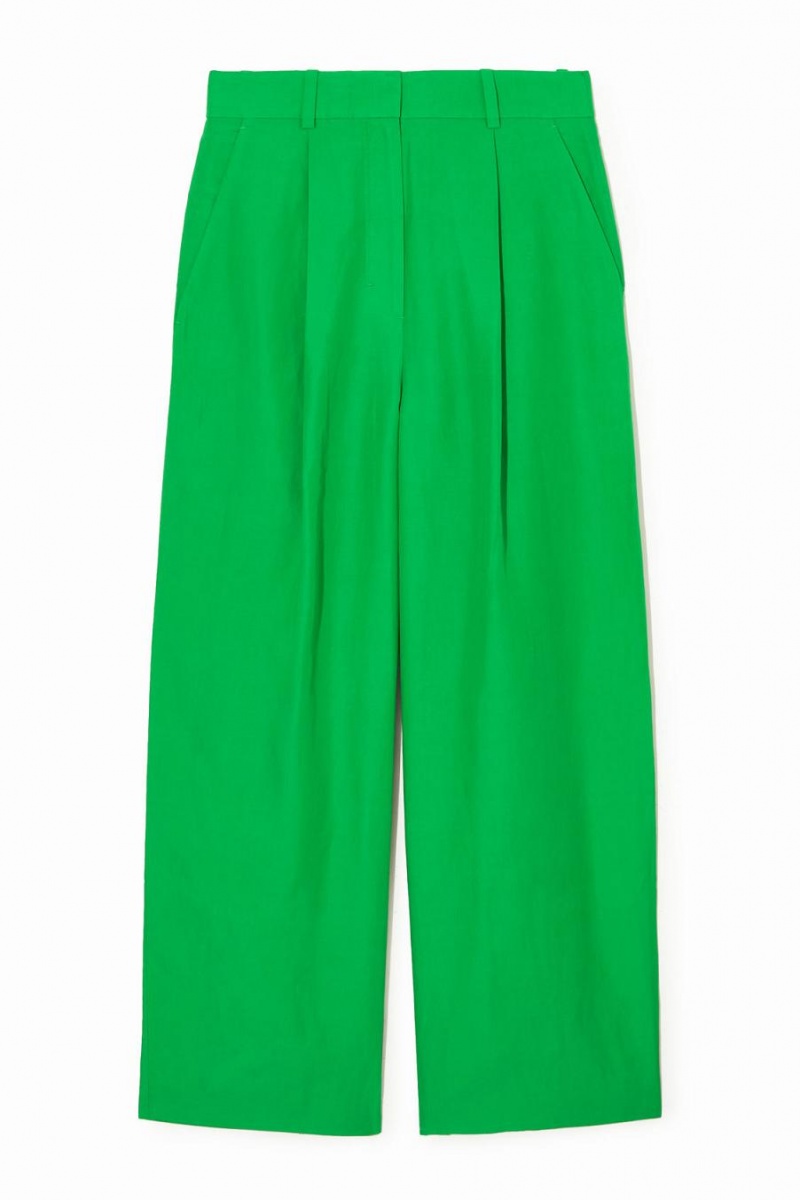 COS High-waisted Széles Cipő-leg Nadrág Női Világos Zöld | ODA-936245
