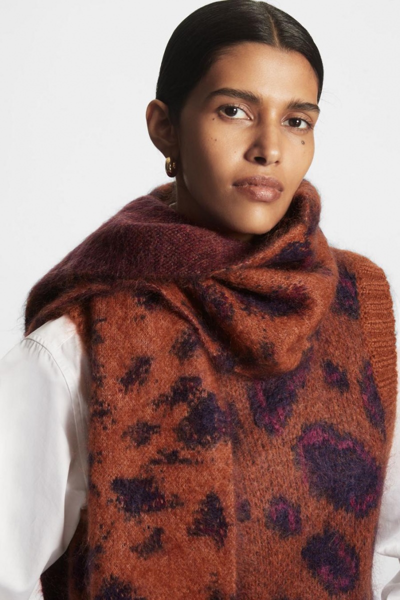 COS Jacquard Mohair Sál Női Barna | XTD-324180