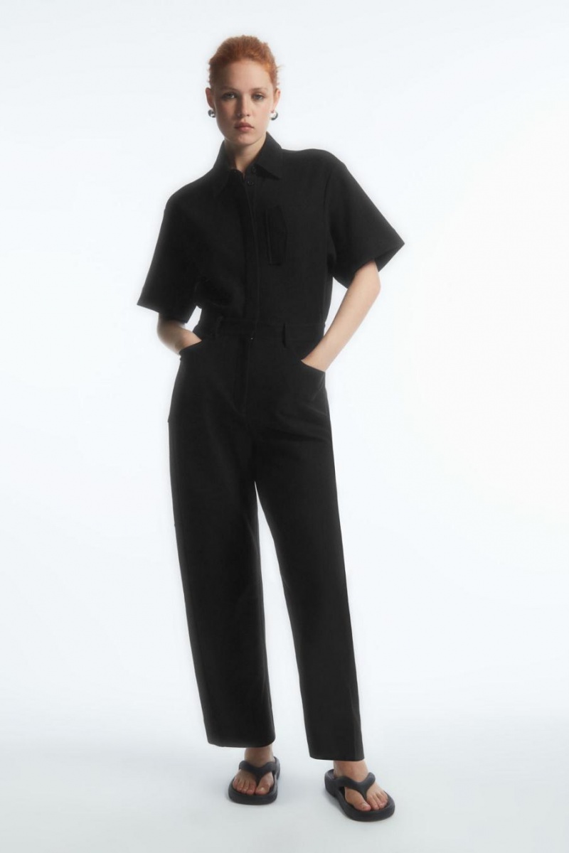COS Jersey Utility Jumpsuit Női Fekete | PSB-480531