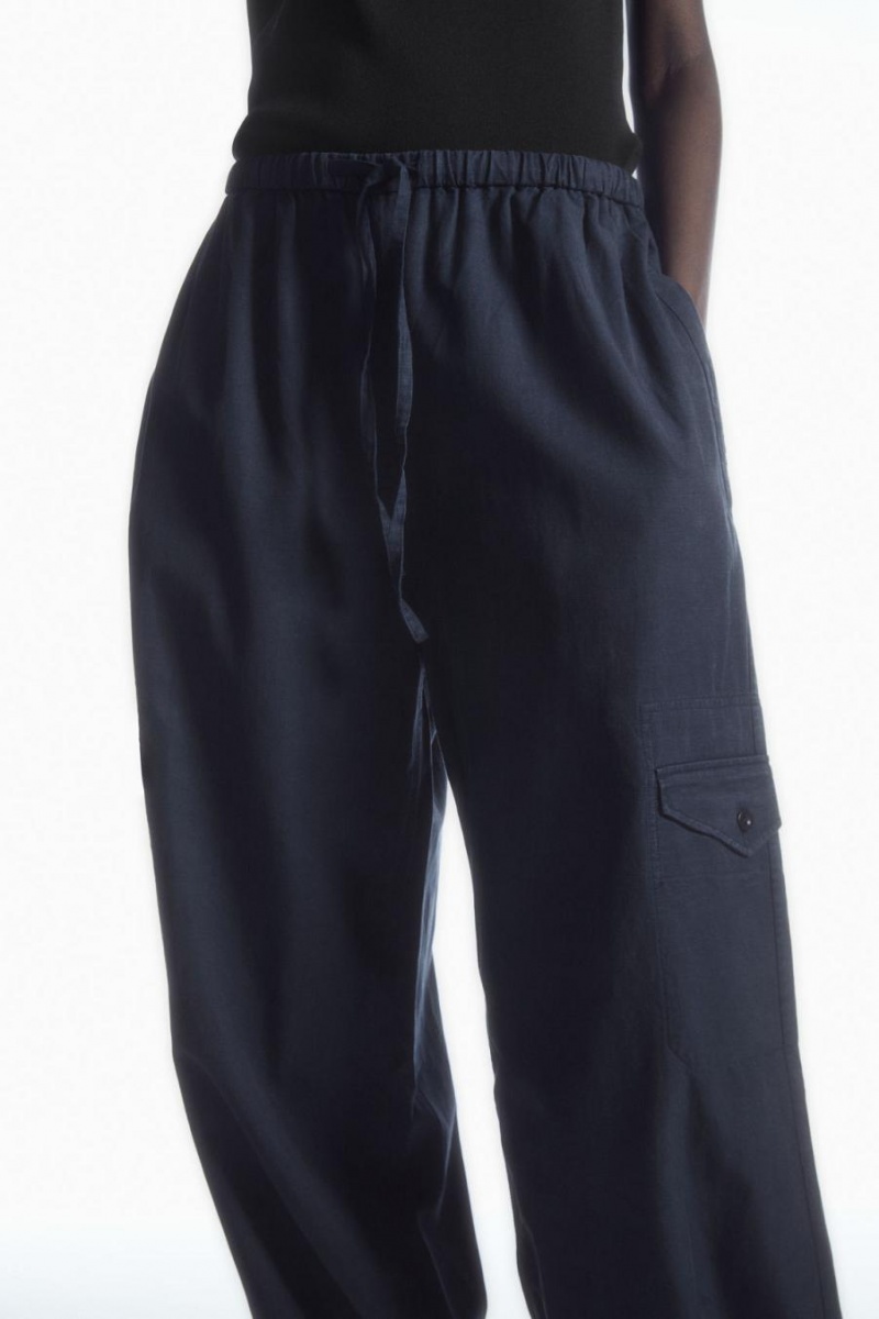 COS Könnyű Drawstring Cargo Nadrág Női Sötétkék | FBM-683425