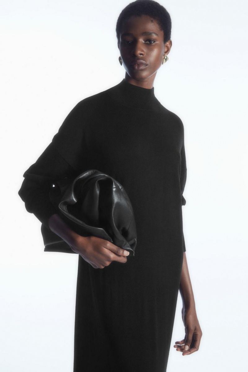 COS Könnyű Merino-wool Turtleneck Ruha Női Fekete | QRZ-871253