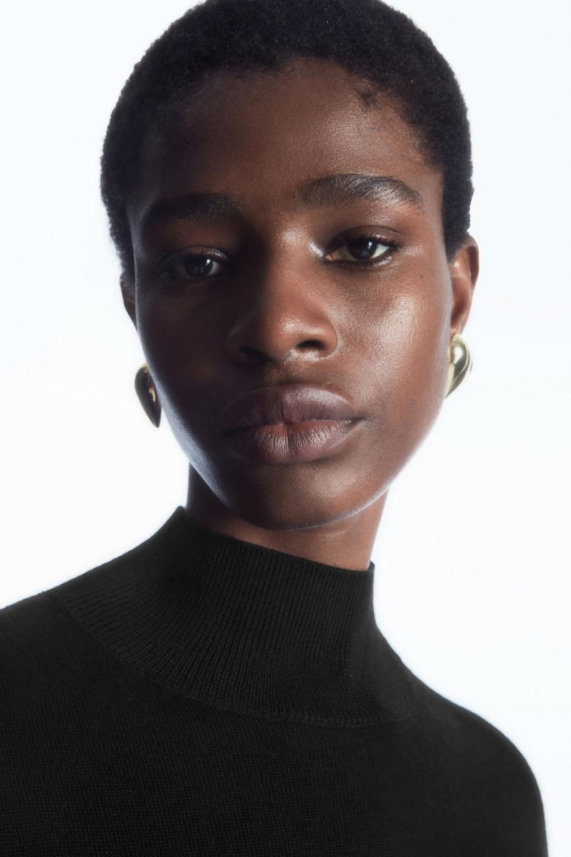 COS Könnyű Merino-wool Turtleneck Ruha Női Fekete | QRZ-871253