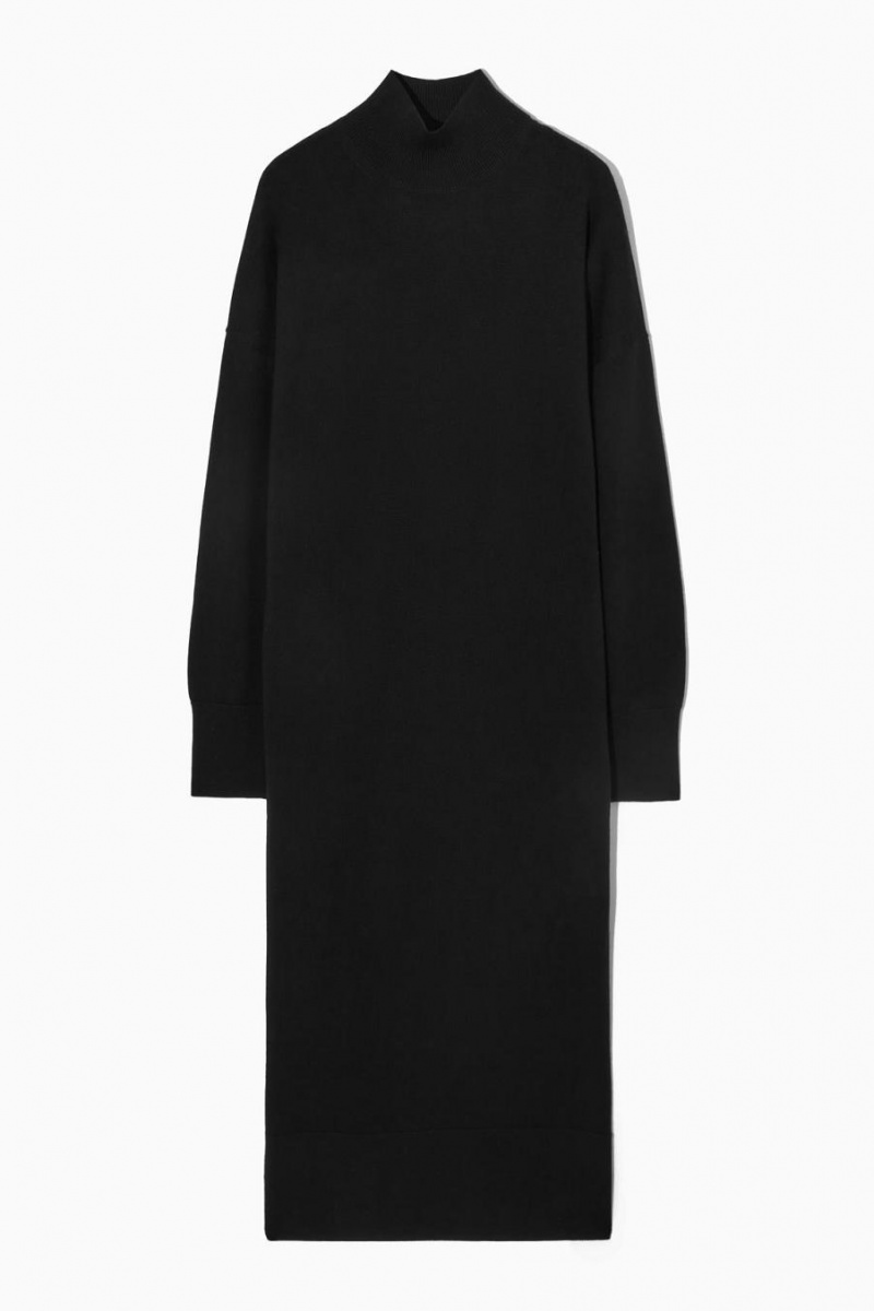 COS Könnyű Merino-wool Turtleneck Ruha Női Fekete | QRZ-871253