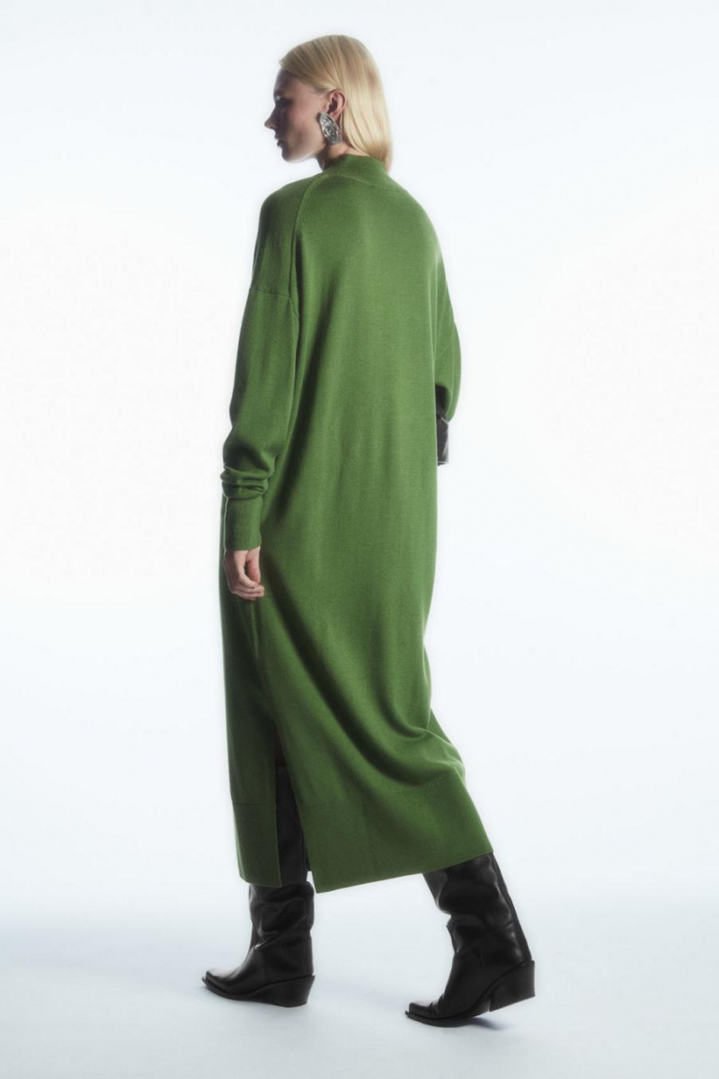 COS Könnyű Merino-wool Turtleneck Ruha Női Zöld | AKM-072983