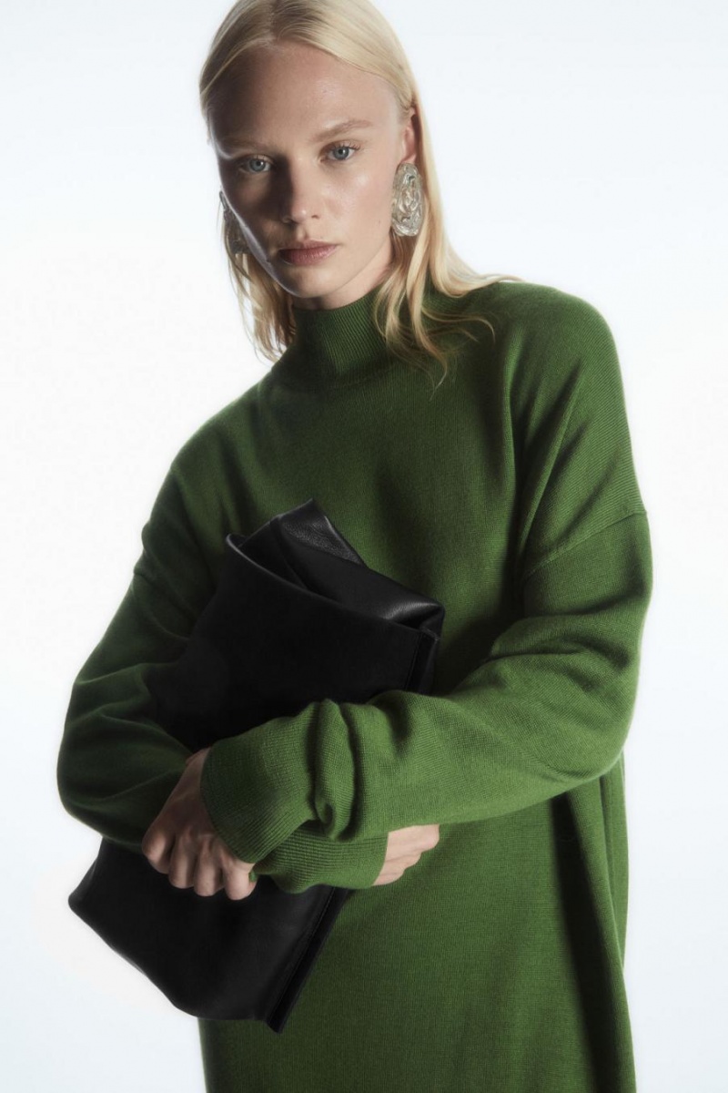 COS Könnyű Merino-wool Turtleneck Ruha Női Zöld | AKM-072983