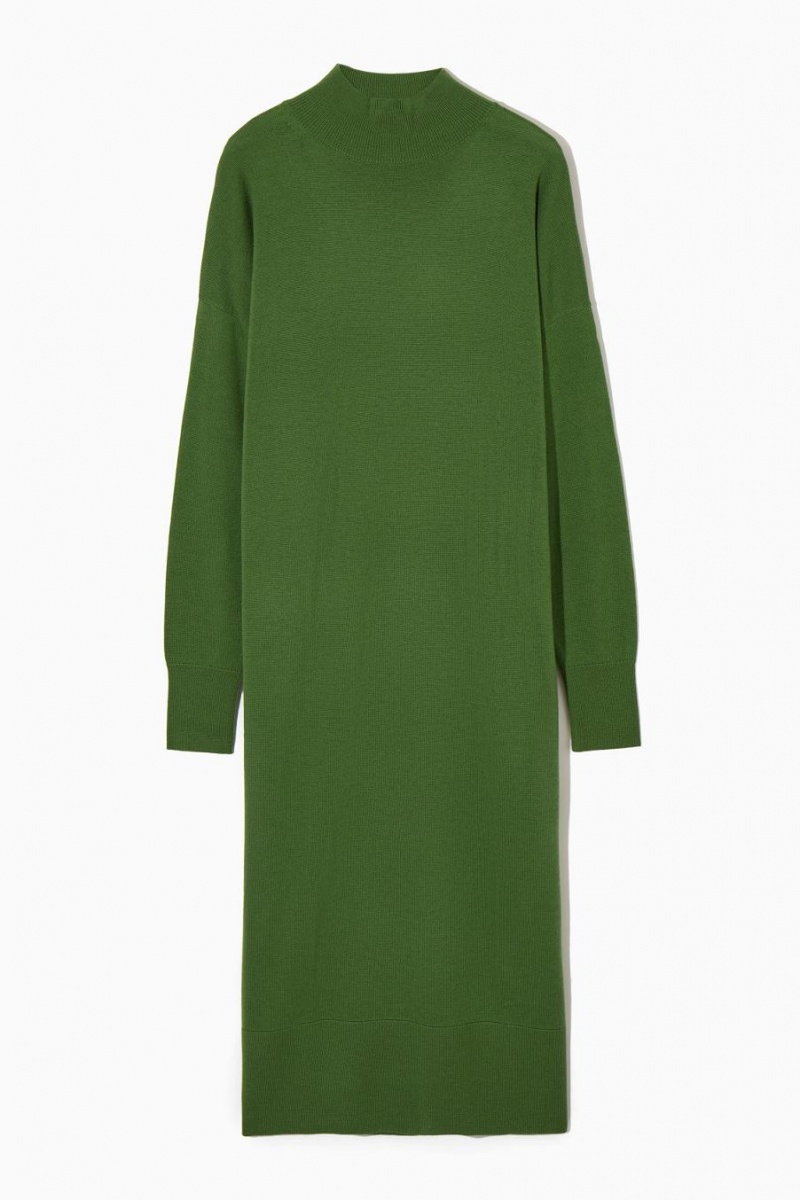 COS Könnyű Merino-wool Turtleneck Ruha Női Zöld | AKM-072983