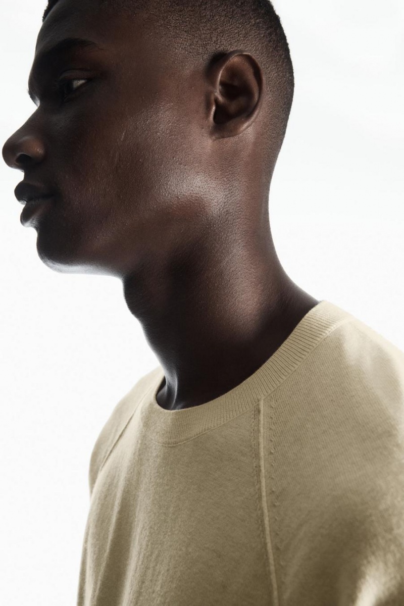 COS Kötött Cashmere-blend Póló Férfi Krém | RBE-910243