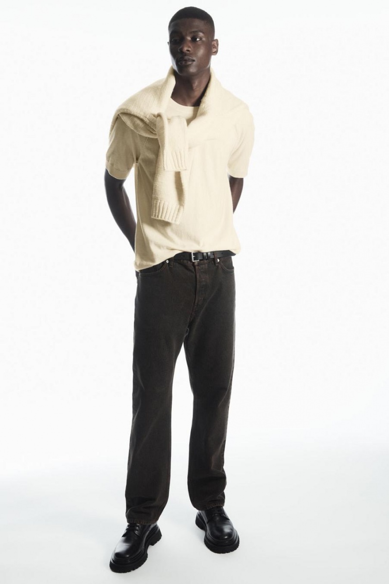COS Kötött Cashmere-blend Póló Férfi Krém | RBE-910243