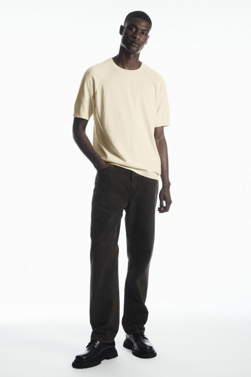 COS Kötött Cashmere-blend Póló Férfi Krém | RBE-910243