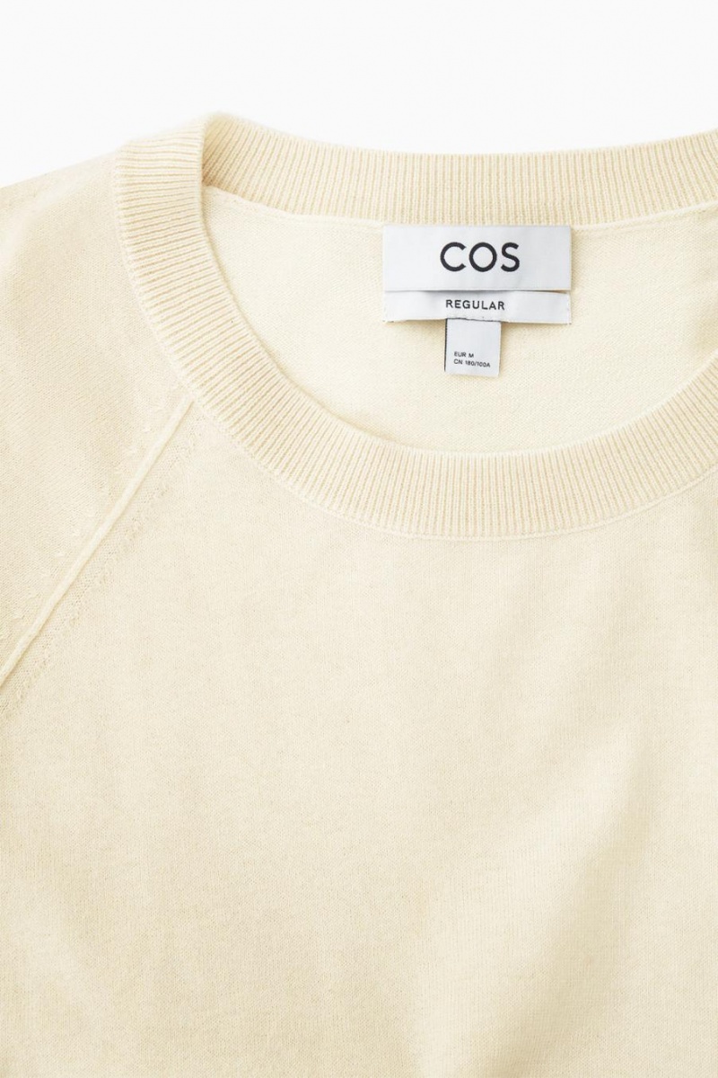 COS Kötött Cashmere-blend Póló Férfi Krém | RBE-910243