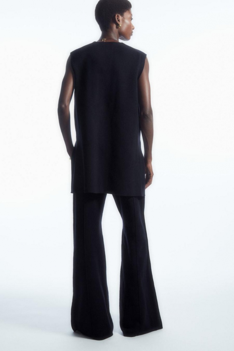 COS Kötött Gyapjú Tunic Felső Női Sötétkék | JIY-682307