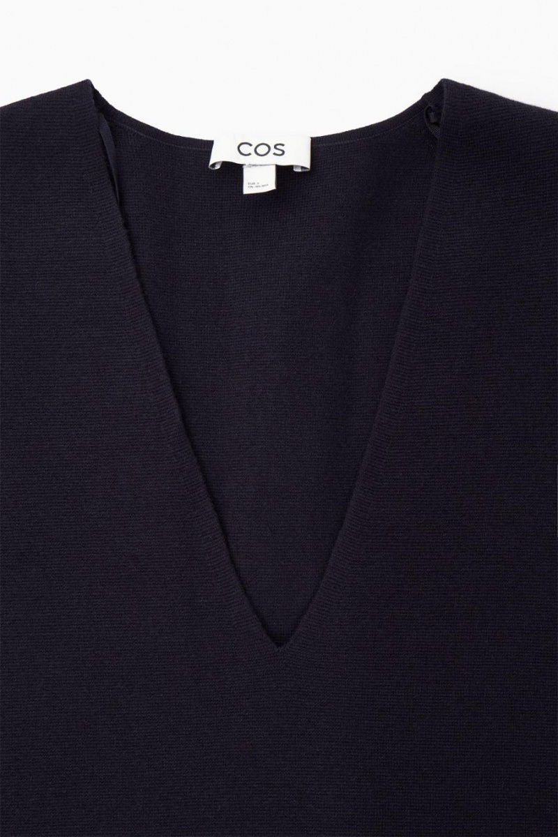 COS Kötött Gyapjú Tunic Felső Női Sötétkék | JIY-682307