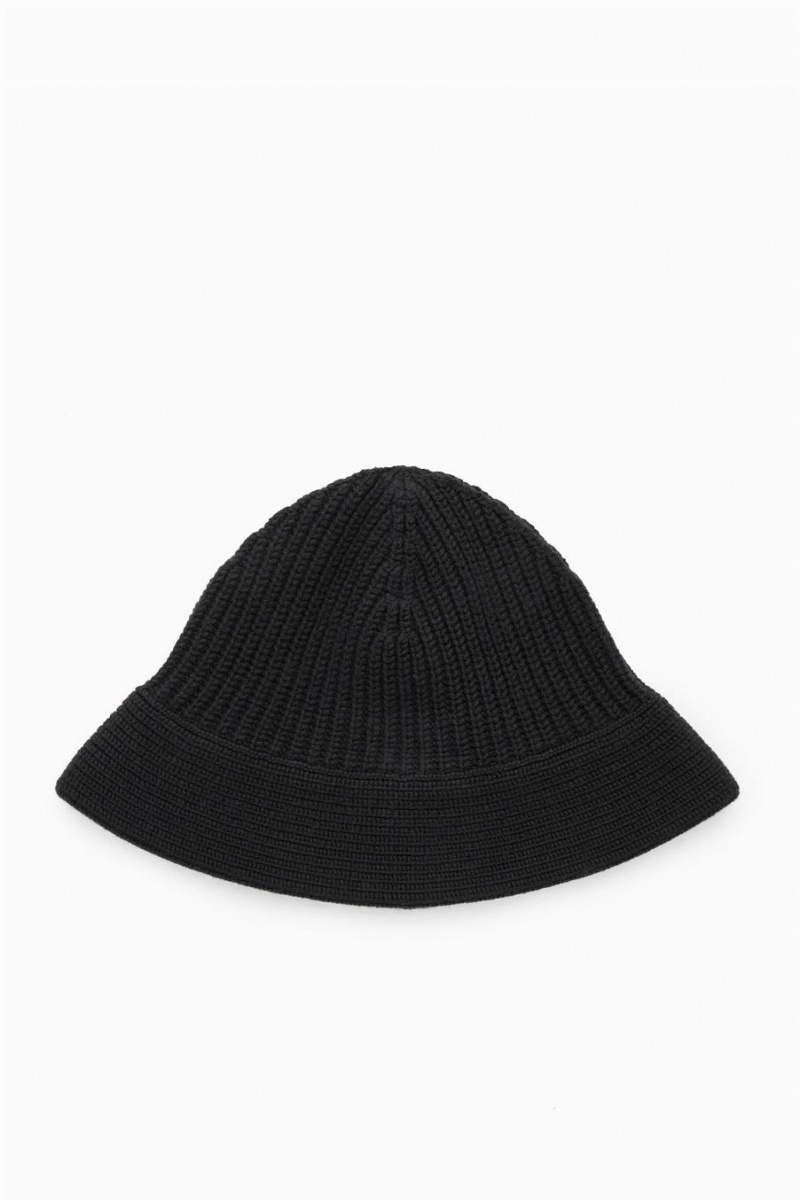 COS Kötött Merino Gyapjú Bucket Kalap Férfi Fekete | FCW-635978
