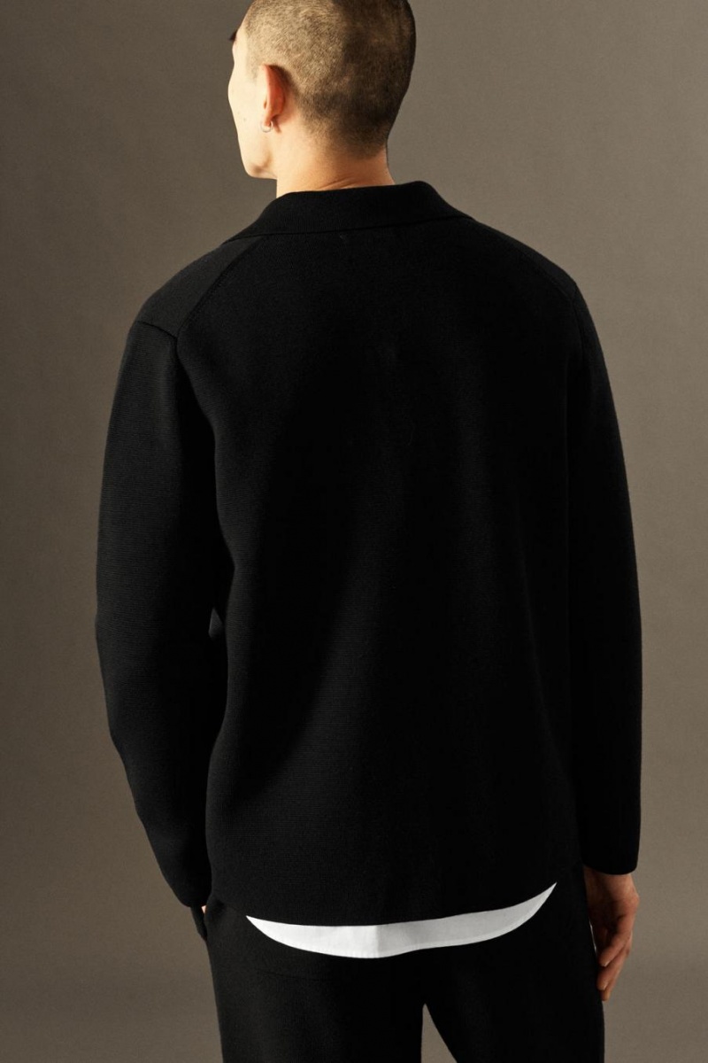 COS Kötött Merino Gyapjú - Regular Blézer Férfi Fekete | QWE-108739