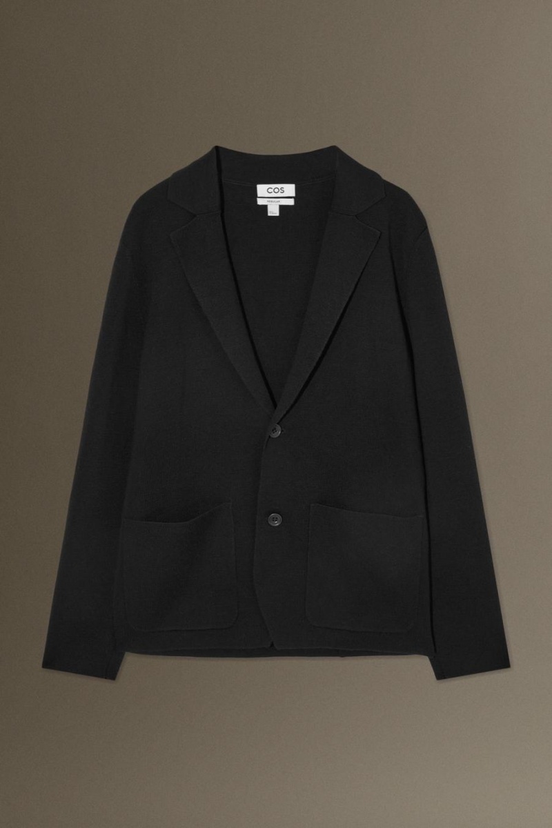 COS Kötött Merino Gyapjú - Regular Blézer Férfi Fekete | QWE-108739