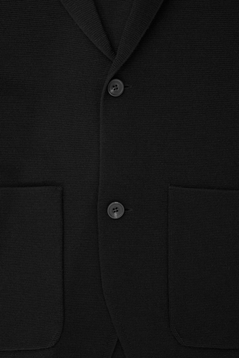 COS Kötött Merino Gyapjú - Regular Blézer Férfi Fekete | QWE-108739