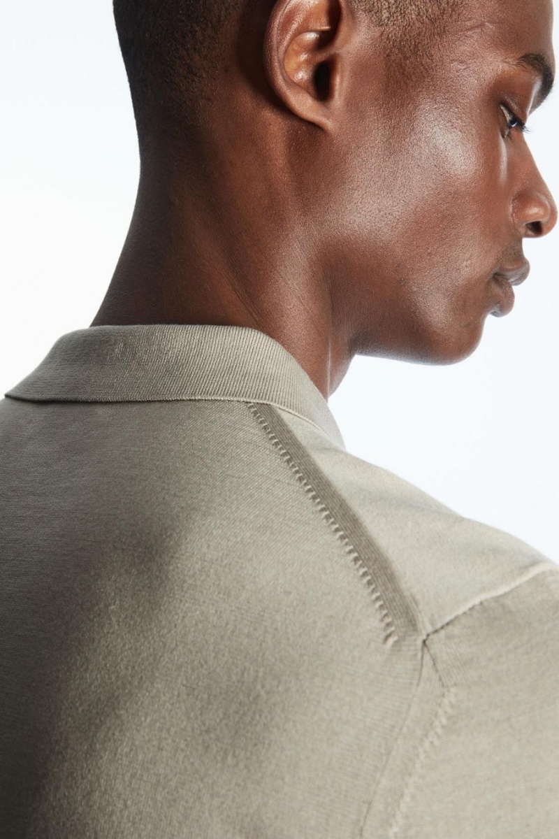 COS Kötött Silk Pólóing Férfi Szürke | RSD-063459