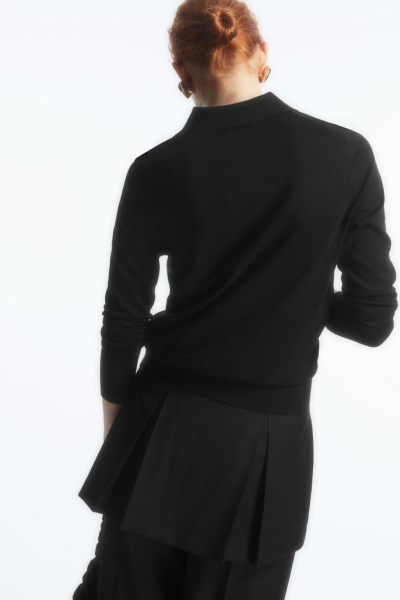 COS Kötött Silk-blend Pólóing Női Fekete | DYG-807516