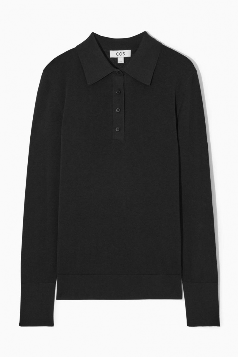 COS Kötött Silk-blend Pólóing Női Fekete | DYG-807516
