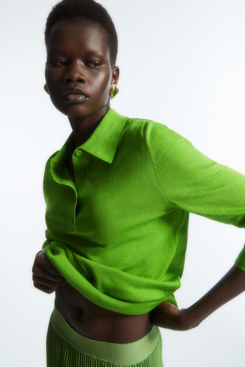 COS Kötött Silk-blend Pólóing Női Zöld | CRX-354287