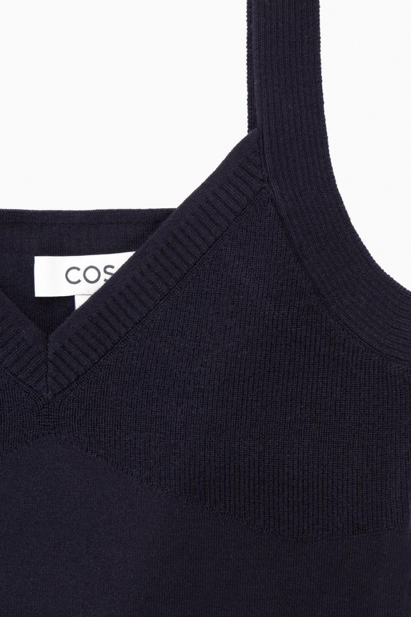COS Kötött V-neck Melltartó Női Sötétkék | IWU-345861