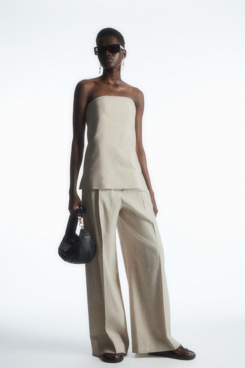 COS Linen Bustier Felső Női Szürke | OBY-962713
