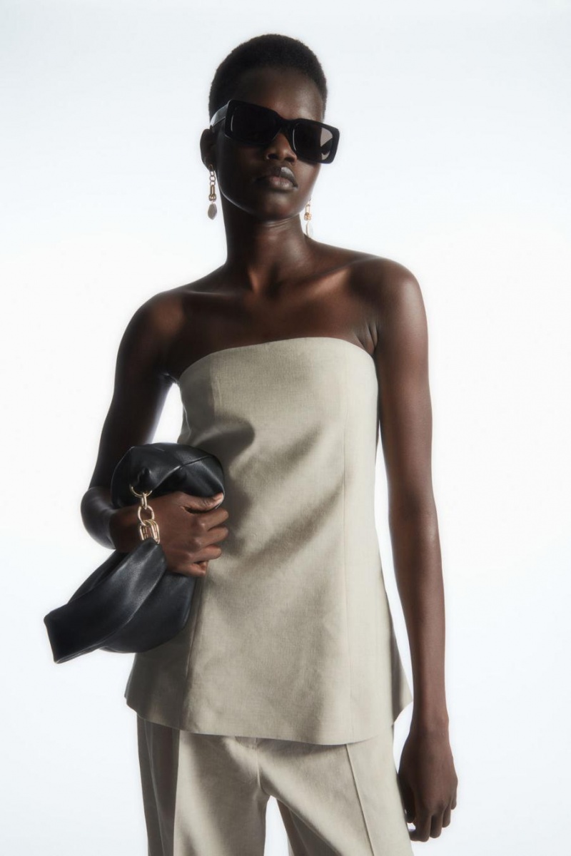 COS Linen Bustier Felső Női Szürke | OBY-962713